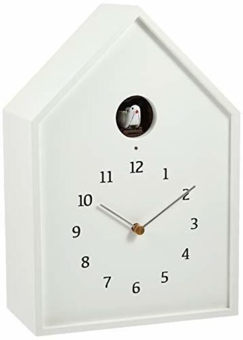Cuckoo Clock Lemnos Birdhouse Wood White NY16-12 WH Designed & Made in Japan