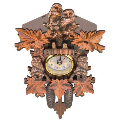 Cuckoo Clock Owl Vintage Wall Clock Battery Operated Pendulum Chiming Watch
