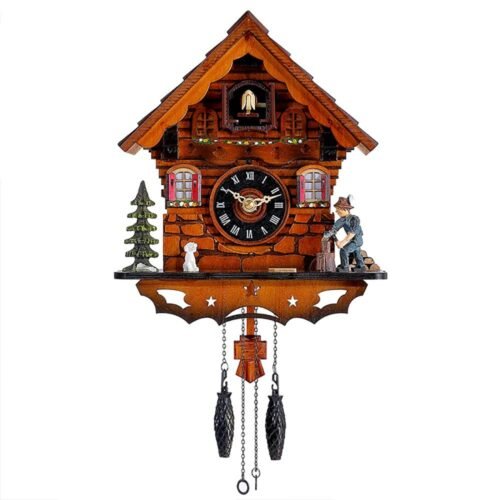 Cuckoo Clock Traditional Black Forest Clock Antique Wooden Pendulum Quartz