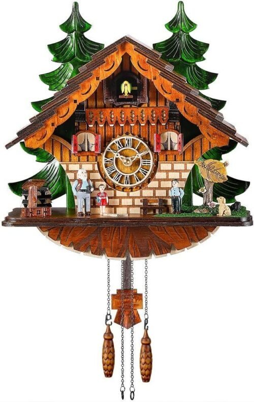 Cuckoo Clock Traditional Chalet Black Forest House Clock Handcrafted Wooden