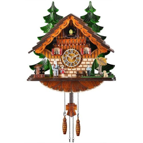 Cuckoo Clock Traditional Chalet Black Forest House Clock Handcrafted Wooden W...