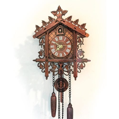 Cuckoo Wall Clock Vintage Antique Wooden Hanging Clock Home Living Room Decor