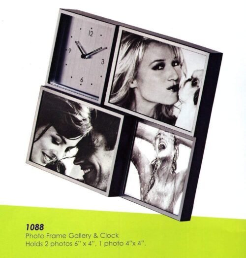Cupecoy Photo Frame Gallery AA batt Clock #1088 holds 3 photos office accessory