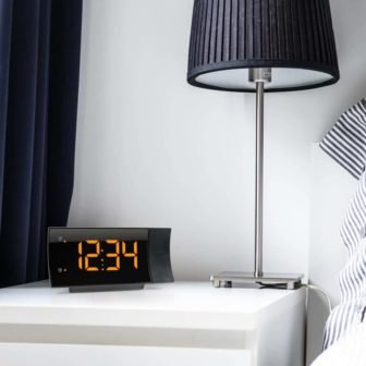 Curved Black LED Projection Alarm Clock with Radio