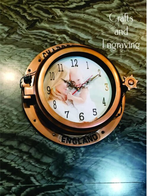 Customize Photo Dial Aluminium Porthole Wall Clock With LED Light Home Decor
