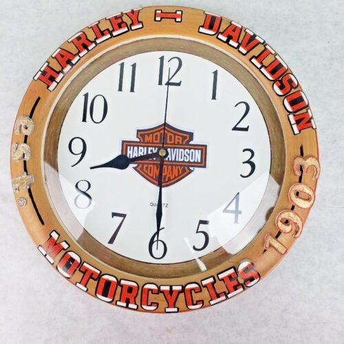Custom Made Harley-Davidson 10" Diner/Bar Man Cave Clock Wood Frame