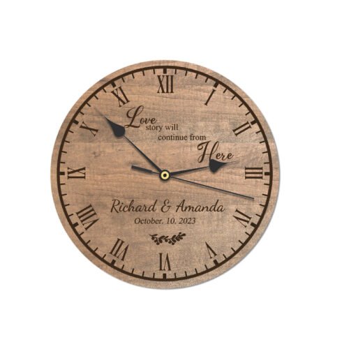 Custom Text Personalized Wall Clock Garden Home Living Room Decor Line