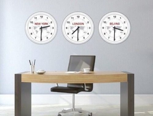 CUSTOM WALL CLOCK - World Globe Time Zone office business home - NEW YORK CITY