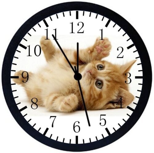 Cute Cat Wall Clock 12" Large Personalized option with adding names E306