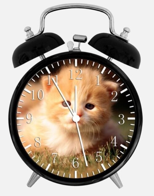 Cute Kitten Cat Alarm Desk Clock 3.75" Home or Office Decor W91 Nice For Gift