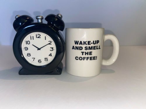 Cute Salt & Pepper Shakers - Magnetically Attached - Alarm Clock & Coffee Mug