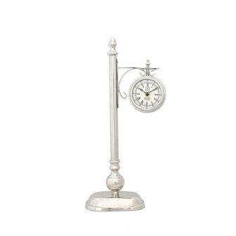 Dahlia Abstract Brass Alum Lamp Post Clock One Sided