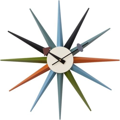 Daiva George Nelson Sunburst Clock Multicolor wall Wood George Nelson MidCentury