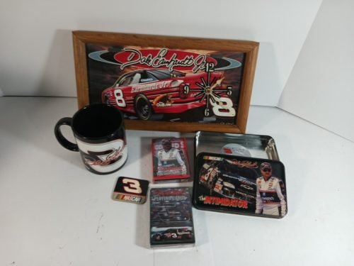Dale Earnhardt & Jr LOT Coffee Mug Magnet Collector Tin Playing Cards Clock