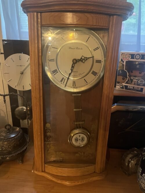 Daniel Dakota Oak Pendulum Wall Clock Westminster Chime Quartz Battery, Works
