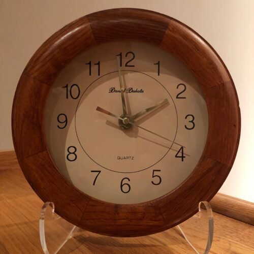 Daniel Dakota Solid Oak 8" Round Upgraded Quartz Movement Wall Clock 8000HDK