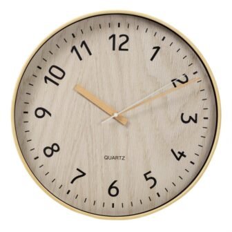 Daniel Quartz Wall Clock – 16 in. White Woodgrain, Arabic Numerals Clock