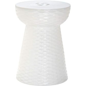 Daphne White Ceramic Garden Stool
