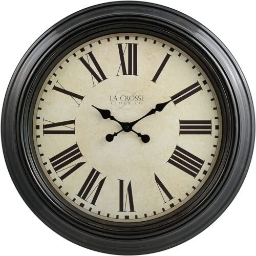 Dark Rich Brown Large Oversized 23" Round Wall Clock, Roman Numerals, Quartz NEW