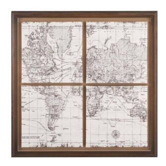 Dark Wood Framed World Map Print Wall Art 29 in. x 29...