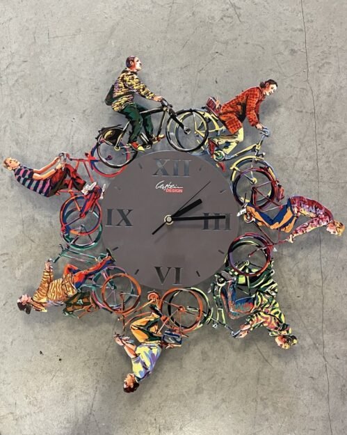 David Gerstein Pop art hand made Metal sculpture " City Ride Time Clock "