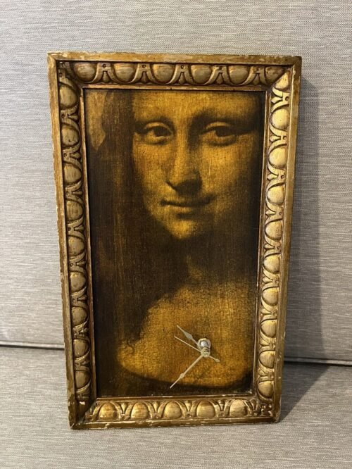 Da Vinci Mona Lisa Framed Wall Art Gold Wood Frame Built in Clock