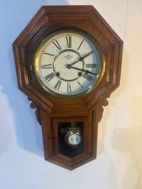 D&A Wooden Regulator Wall Clock, Mechanical. Keeping Good Time & Chiming. No Key