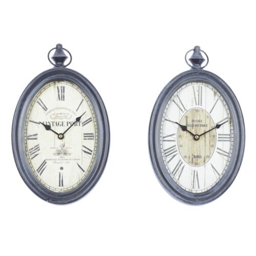 DecMode 15"H 8"W Black Metal Pocket Watch Style Wall Clock (2 Count) Living Room