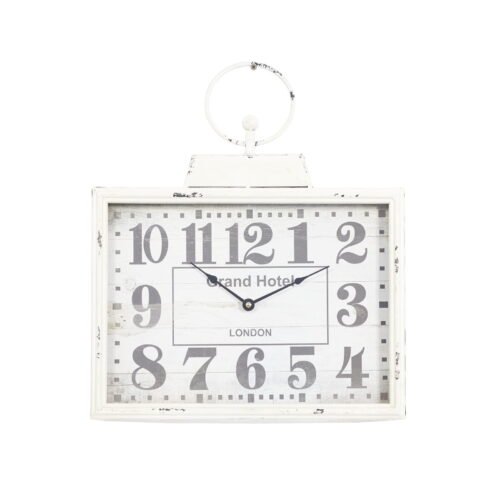 DecMode 16" X 15" White Metal Pocket Watch Style Wall Clock Home Living Room