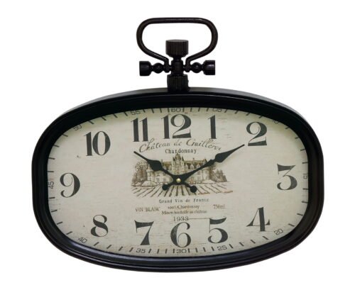 DecMode 18" x 16" White Metal Pocket Watch Style Wall Clock