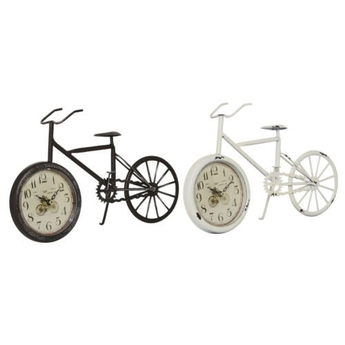 DecMode 8" Multi Colored Metal Bike Clock Set of 2 Country Cottage Style Home