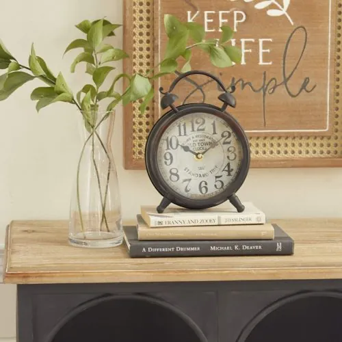 Deco 79 Metal Clock with Bell Style Top 6 " x 3 " x 9 " Brown featured image