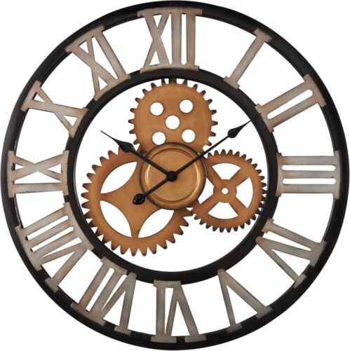 Deco 79 Metal Gear Wall Clock, 30" x 1" x 30", Brown