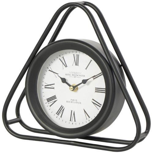 Deco 79 Metal Geometric Decorative Clock Mantel Clock with Open Triangular Fr...