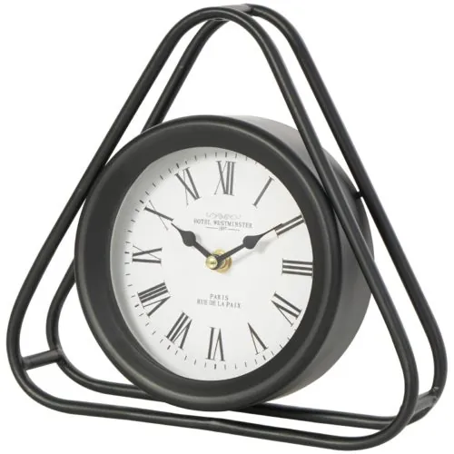 Deco 79 Metal Geometric Decorative Clock Mantel Clock with Open Triangular Fr featured image