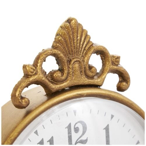 Deco 79 Metal Scroll Antique Style Clock 6" x 2" x 9" Gold
