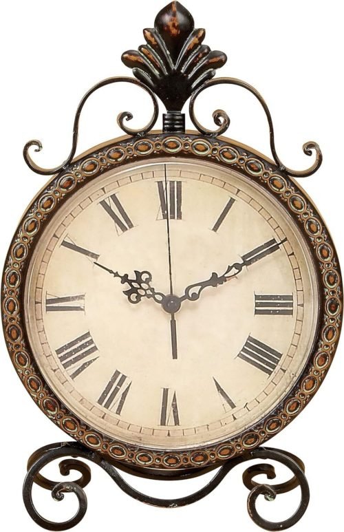 Deco 79 Metal Scroll Clock, 11" x 3" x 17", Brown