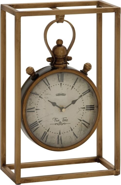Deco 79 Metal Standing Stopwatch Clock, 9" x 4" x 13", Bronze 9"x13",