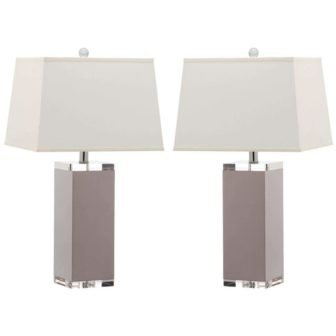 Deco Leather 25.5 in. Grey Table Lamp with White Shade (Set of...