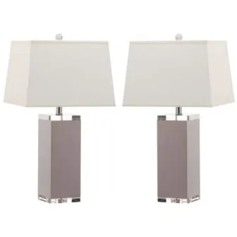 Deco Leather 25 . 5 in. Grey Table Lamp with White Shade (Set of featured image