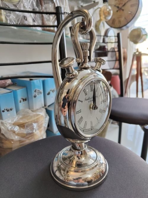 Decorative Hanging Table Clock Nickle Finish Vintage Clock