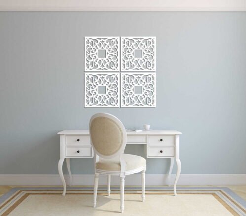 DECORATIVE OPENWORK PANELS, SET OF 4 WALL DECORS CORNEILLE, SHABBY CHIC, FRENCH
