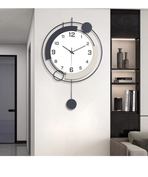 Decorative Silent Quartz Wall Clock with Pendulum, Battery Operated, Large fo...