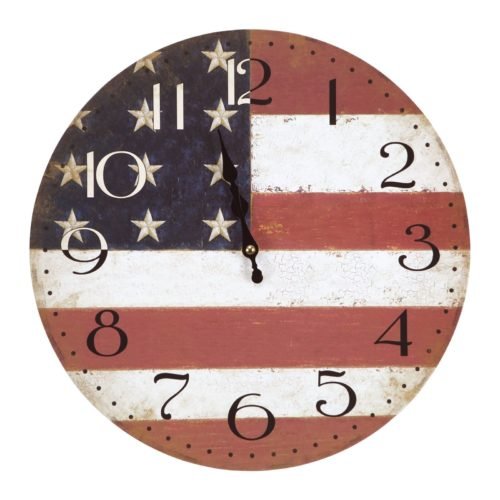 Decor Clka7189 Circular Iron Framed Distressed Wall Clock With Glass Multicolor