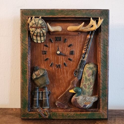 Deer & Duck Hunting Wooden Wall Clock Battery Powered Hunting Cabin Decor