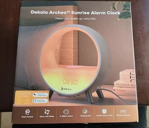 Dekala Arches Sunrise Alarm Clock with 15W Fast Wireless Charging, White Noise