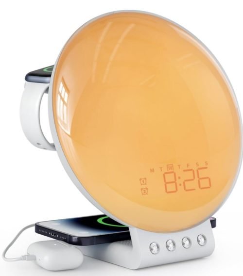 Dekala Sunrise Alarm Clock with Wireless Charger for iPhone/Apple Watch/Airpods