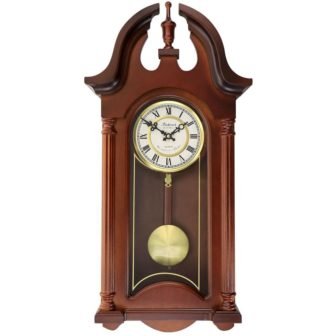 Delphine 27 in. Mahogany Chiming Pendulum Wall Clock
