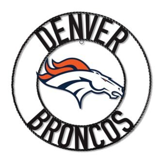 Denver Broncos 24 in. Black Wrought Wall Art with Orange and White...