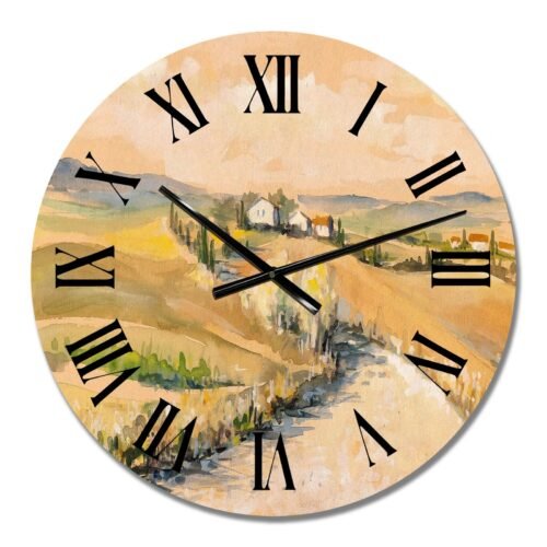 Designart 'Countryside In Tuscany Italy' Country wall clock
